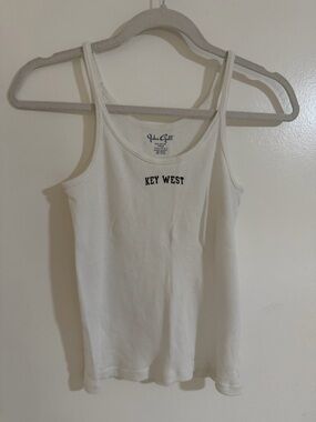 Brandy Melville White Ribbed 'Key West' Tank Top